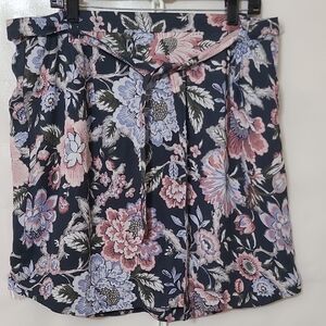 LOFT OUTLET Women's Navy Blue Floral Lined‎ Skirt - Size XL